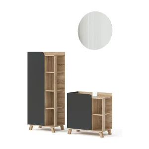 Badkamermeubelset sonoma/antraciet 60x35x65 karen Badkamermeubelset sonoma/antraciet 60x35x65 karen