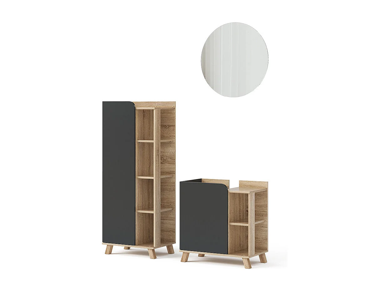 Badkamermeubelset sonoma/antraciet 60x35x65 karen