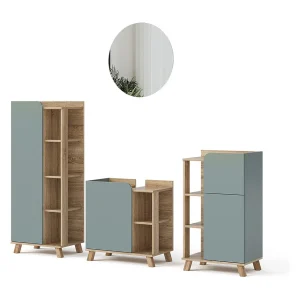 Badkamermeubelset sonoma/blauw 60x35x65 karen Badkamermeubelset sonoma/blauw 60x35x65 karen