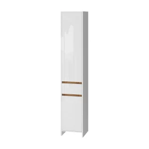 Badkamermeubel wit hoogglans/goud power eiken 35x35x190 detmold