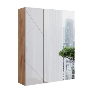 Badkamerspiegelkast wit/eiken 60×17.2×75 irma Badkamerspiegelkast wit/eiken 60×17.2×75 irma