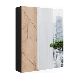 Badkamerspiegelkast antraciet/gouden eik 60×17.2×75 irma