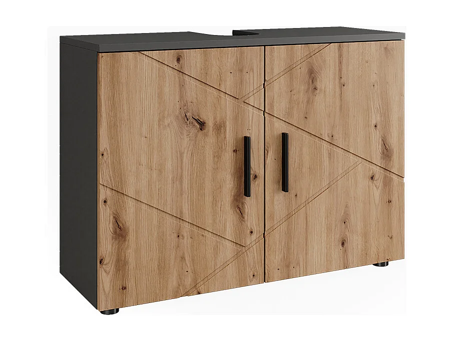 Badmeubel antraciet/goudkleurig eiken 80x30x59 irma