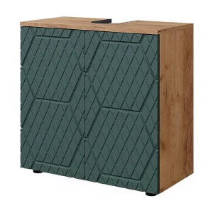 Badmeubel groen/gouden eik 60x30x59 irma