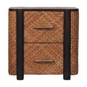 Artisan Furniture Massief hout Havana-ladekast met rietfront