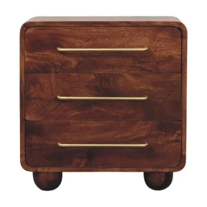 Artisan Furniture Massief hout Ronde ladekast met drie laden Artisan Furniture Massief hout Ronde ladekast met drie laden