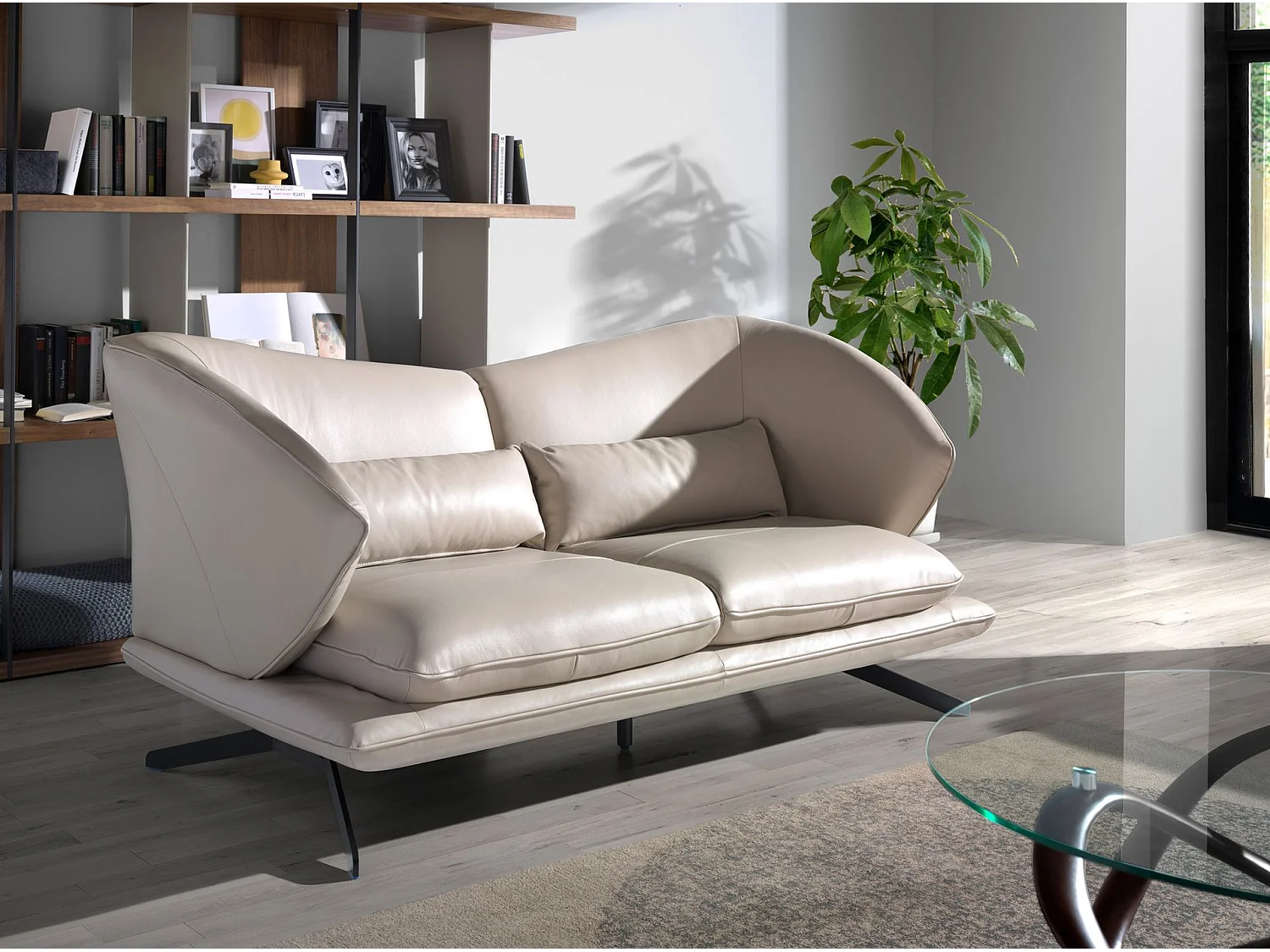 2-zitsbank in grijs taupe rundleder 6145 ANGEL CERDA