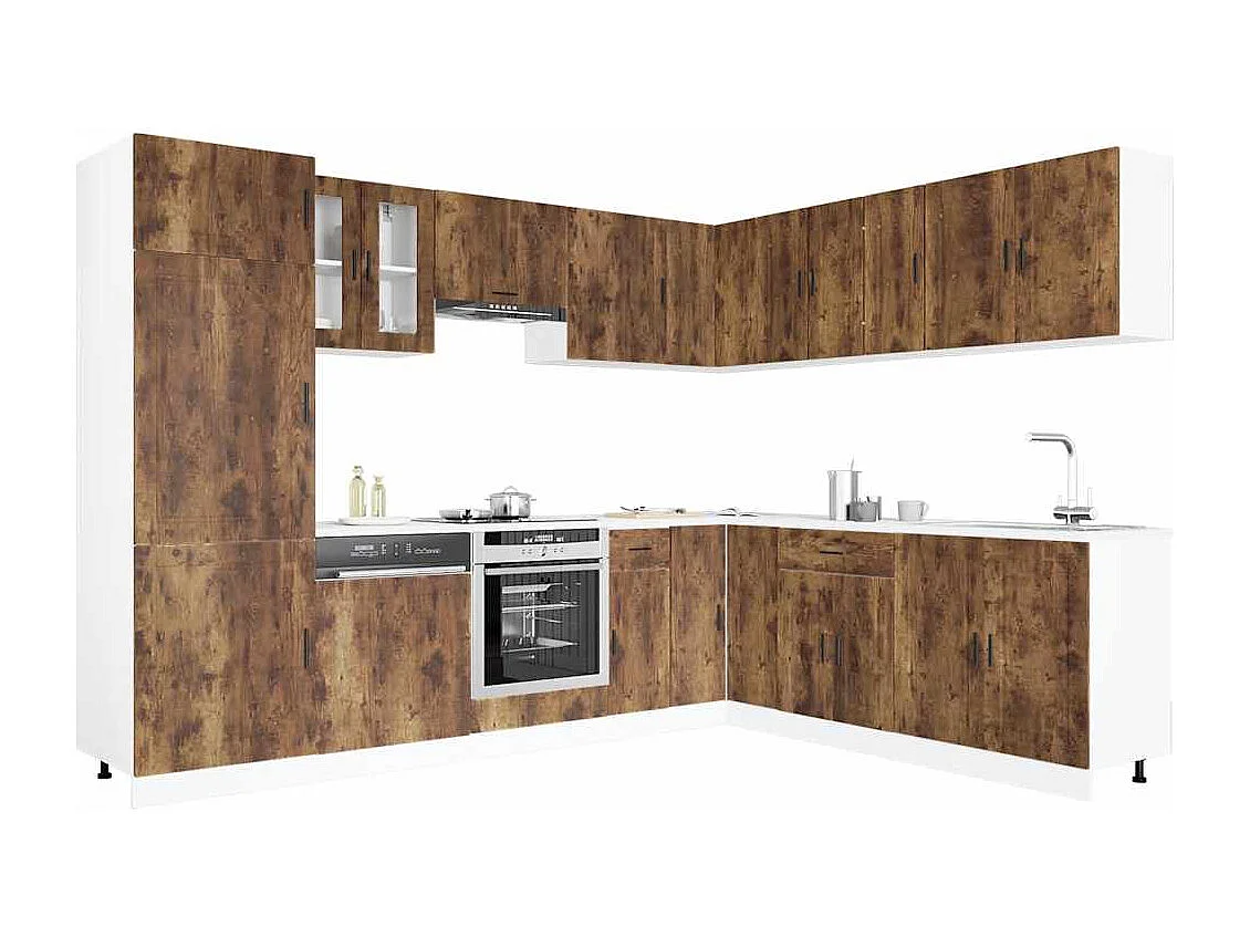 14-delige Keukenkastenset Porto bewerkt hout gerookt eiken