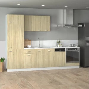 7-delige Keukenkastenset bewerkt hout sonoma eikenkleurig 7-delige Keukenkastenset bewerkt hout sonoma eikenkleurig