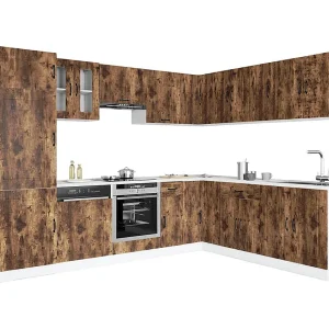 14-delige Keukenkastenset Kalmar bewerkt hout gerookt eiken