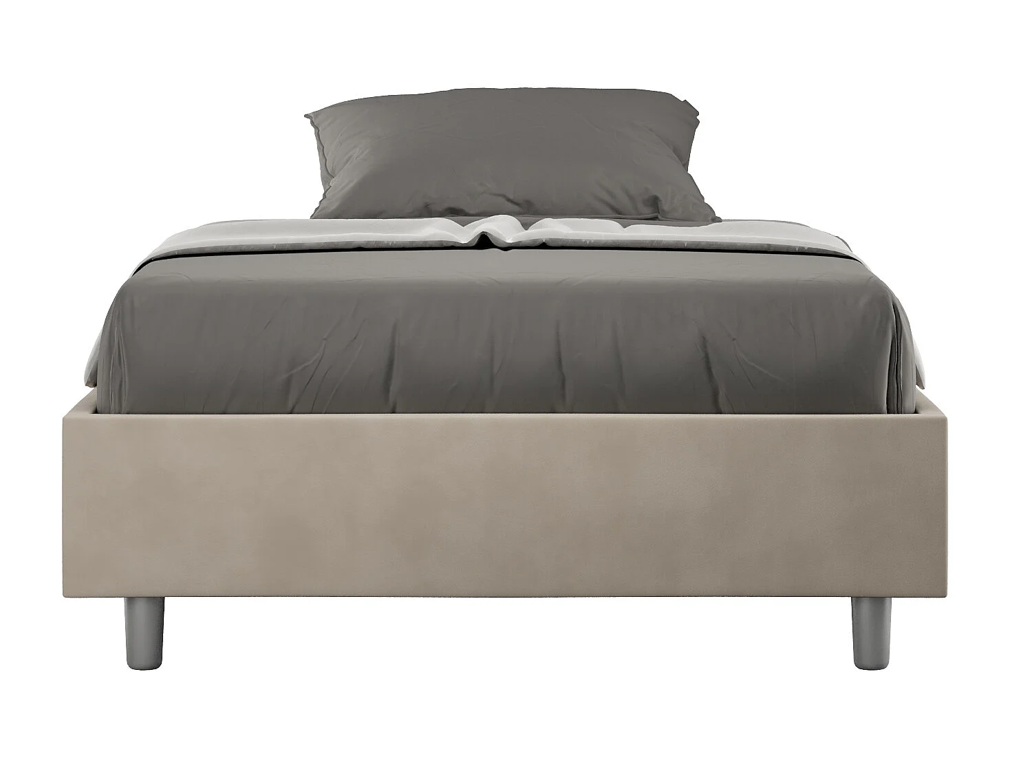 Avika modern microvezelbedframe-Kleur Beige-Slapen 140x190cm-Keuze Zonder boxspring