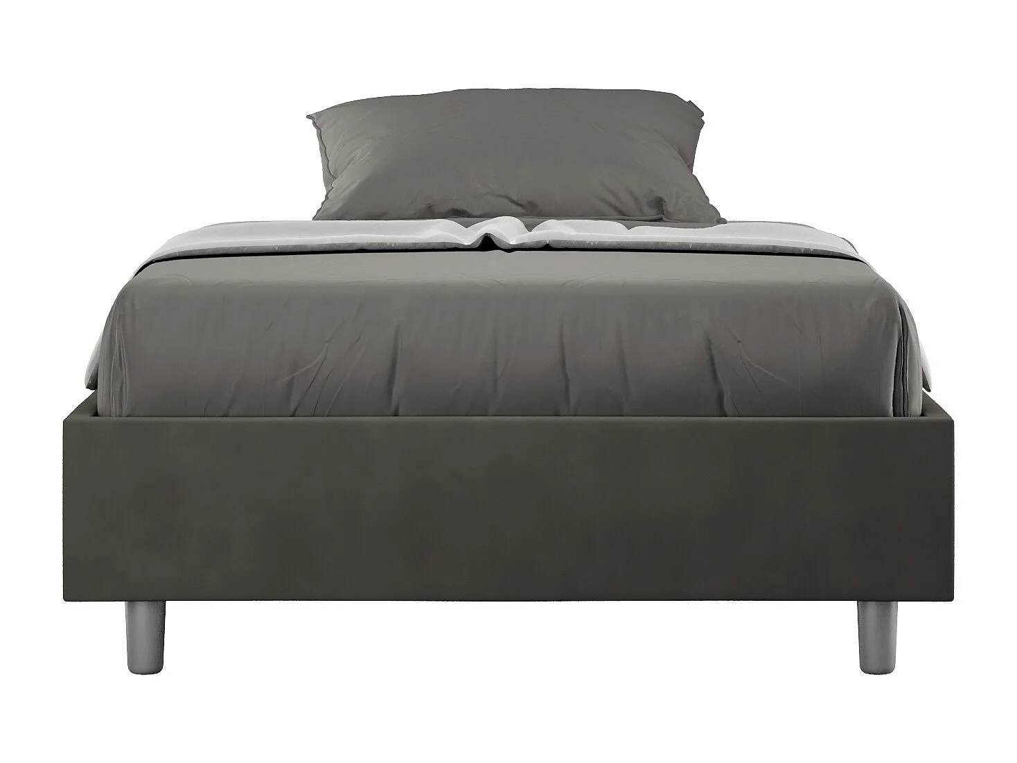 Avika modern microvezelbedframe-Kleur Donkergrijs-Slapen 140x190cm-Keuze Met boxspring