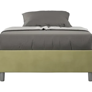 Avika modern microvezelbedframe-Kleur Groen kaki-Slapen 140x190cm-Keuze Met boxspring