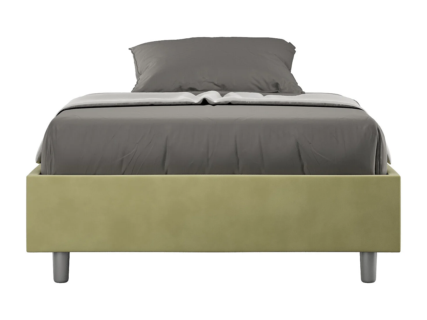 Avika modern microvezelbedframe-Kleur Groen kaki-Slapen 140x190cm-Keuze Met boxspring