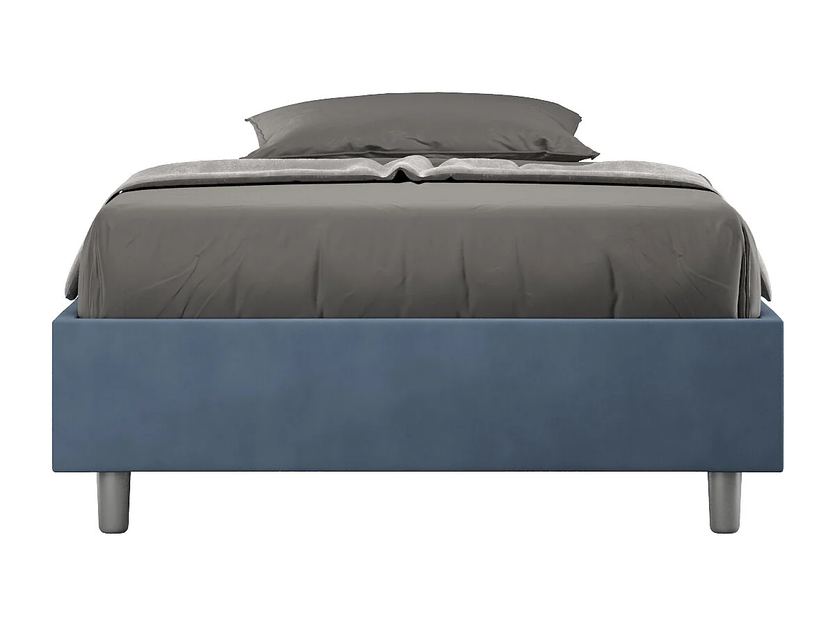 Avika modern microvezelbedframe-Kleur Donkerblauw-Slapen 140x190cm-Keuze Met kofferbak
