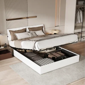 140×190 cm wandbed met verstelbaar hoofdeinde, USB-C & USB-poorten, geïntegreerde opbergruimte – Gebroken witte teddystof 140×190 cm wandbed met verstelbaar hoofdeinde, USB-C & USB-poorten, geïntegreerde opbergruimte – Gebroken witte teddystof