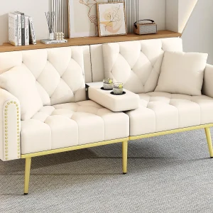 2-zits bank – met relax functie – drie verstelbare hellingsstanden – drank houder inbegrepen – beige 2-zits bank – met relax functie – drie verstelbare hellingsstanden – drank houder inbegrepen – beige