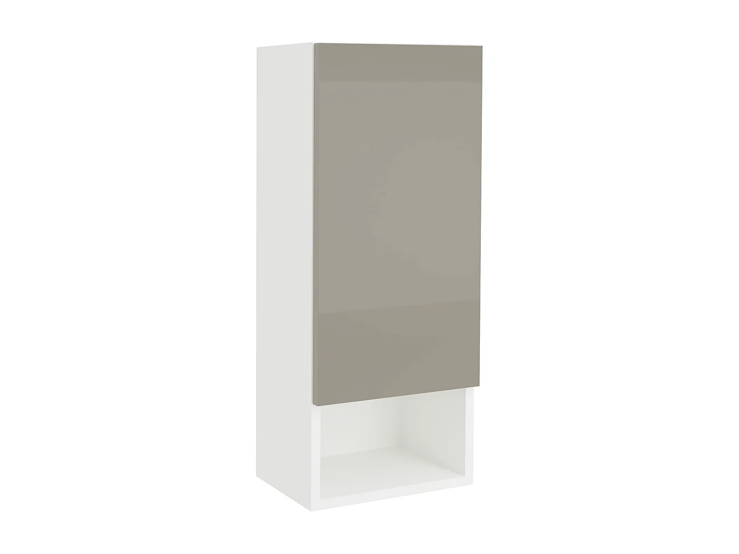 Badkamerkast Zed, hangend, 1 deur, grijs hoogglans/wit, MDF, L 30 x l 22 x 72 cm