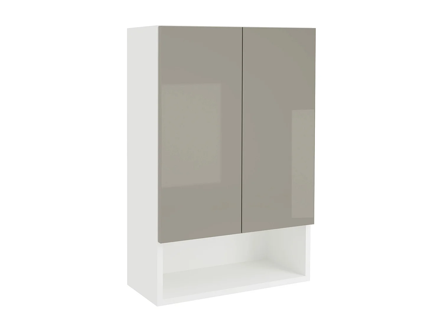 Badkamerkast Zed, hangend, 2 deuren, grijs hoogglans/wit, MDF, L 48 x l 22 x H 72 cm