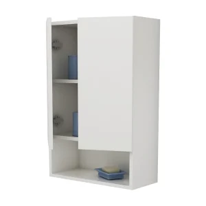Badkamerkast Zed, hangend, 2 deuren, wit hoogglans/wit, MDF, L 48 x l 22 x H 72 cm Badkamerkast Zed, hangend, 2 deuren, wit hoogglans/wit, MDF, L 48 x l 22 x H 72 cm