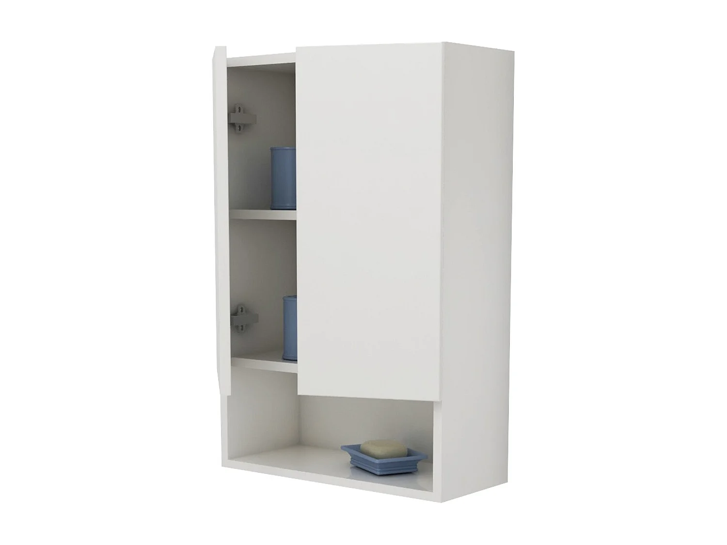 Badkamerkast Zed, hangend, 2 deuren, wit hoogglans/wit, MDF, L 48 x l 22 x H 72 cm