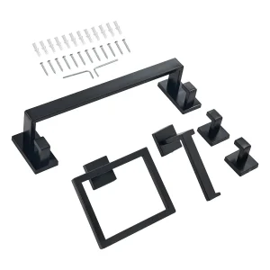 Badkamer Accessoires SucceBuy 5PCs, Wand Handdoekhouder van RVS, Stang 40 cm, met Vierkante Handdoek Steunen, 2 Haken voor Badjas Badkamer Accessoires SucceBuy 5PCs, Wand Handdoekhouder van RVS, Stang 40 cm, met Vierkante Handdoek Steunen, 2 Haken voor Badjas