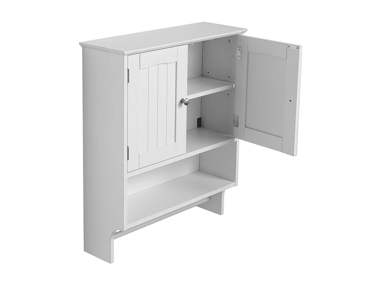 Badkamer Hangkast SucceBuy, 2 Deuren en Verstelbare Plank, Medicijnkast boven het Toilet, Hangende Organizer voor Wasruimte, Wit