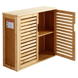 Badkamer Hangkast SucceBuy, 2 Deuren en Verstelbare Plank met 3 Hoogteniveaus, Medicijnkast boven het Toilet, Hangende Organizer voor Wasruimte