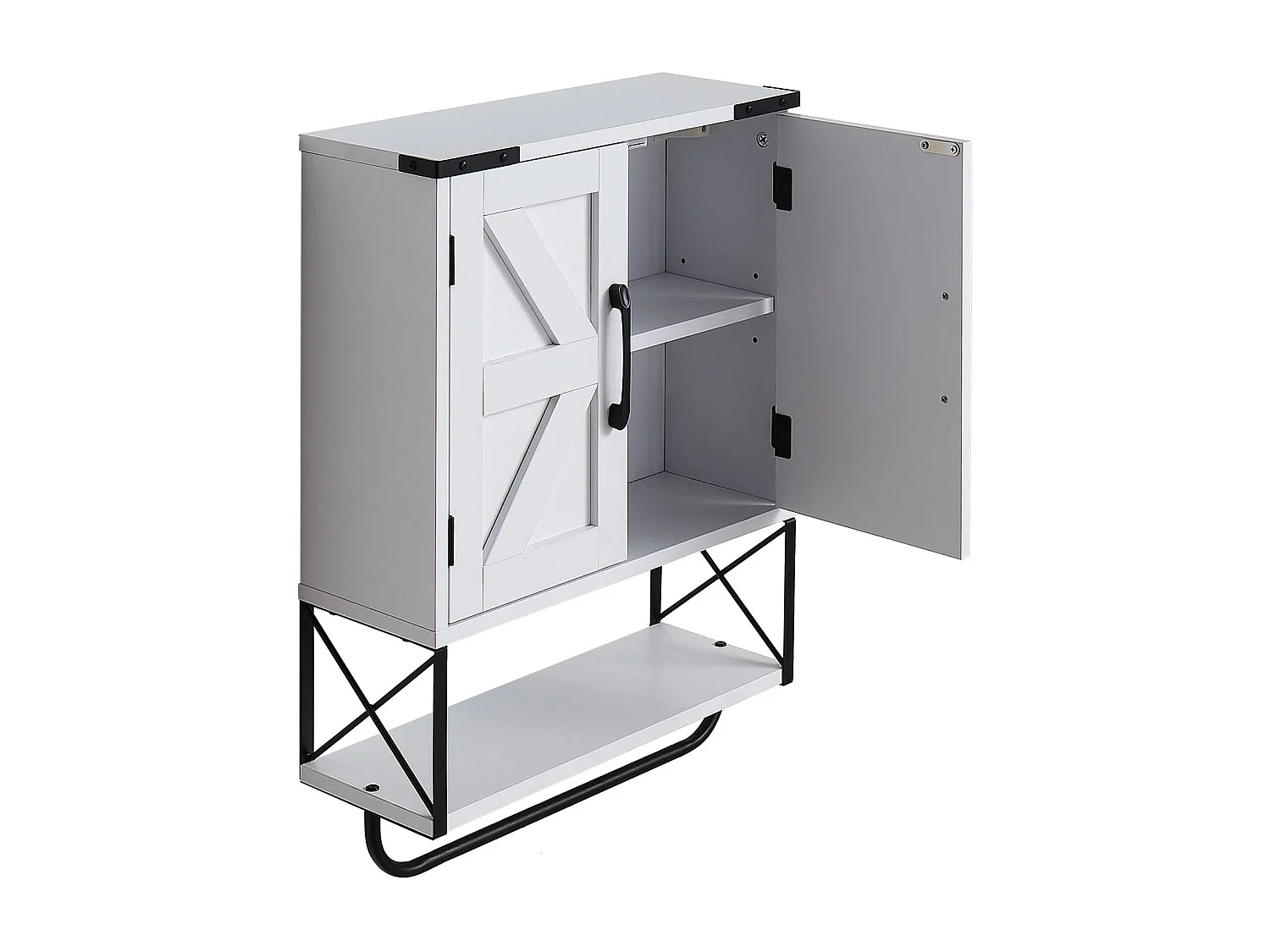 Badkamer Hangkast SucceBuy, 2 Deuren en Verstelbare Plank, Medicijnkast boven het Toilet, Hangende Organizer voor Wasruimte, Wit