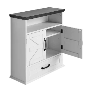 Badkamer Hangkast SucceBuy, 2 Deuren en Verstelbare Plank, Medicijnkast boven het Toilet, Hangende Organizer, voor Wasruimte, Keuken, Wit