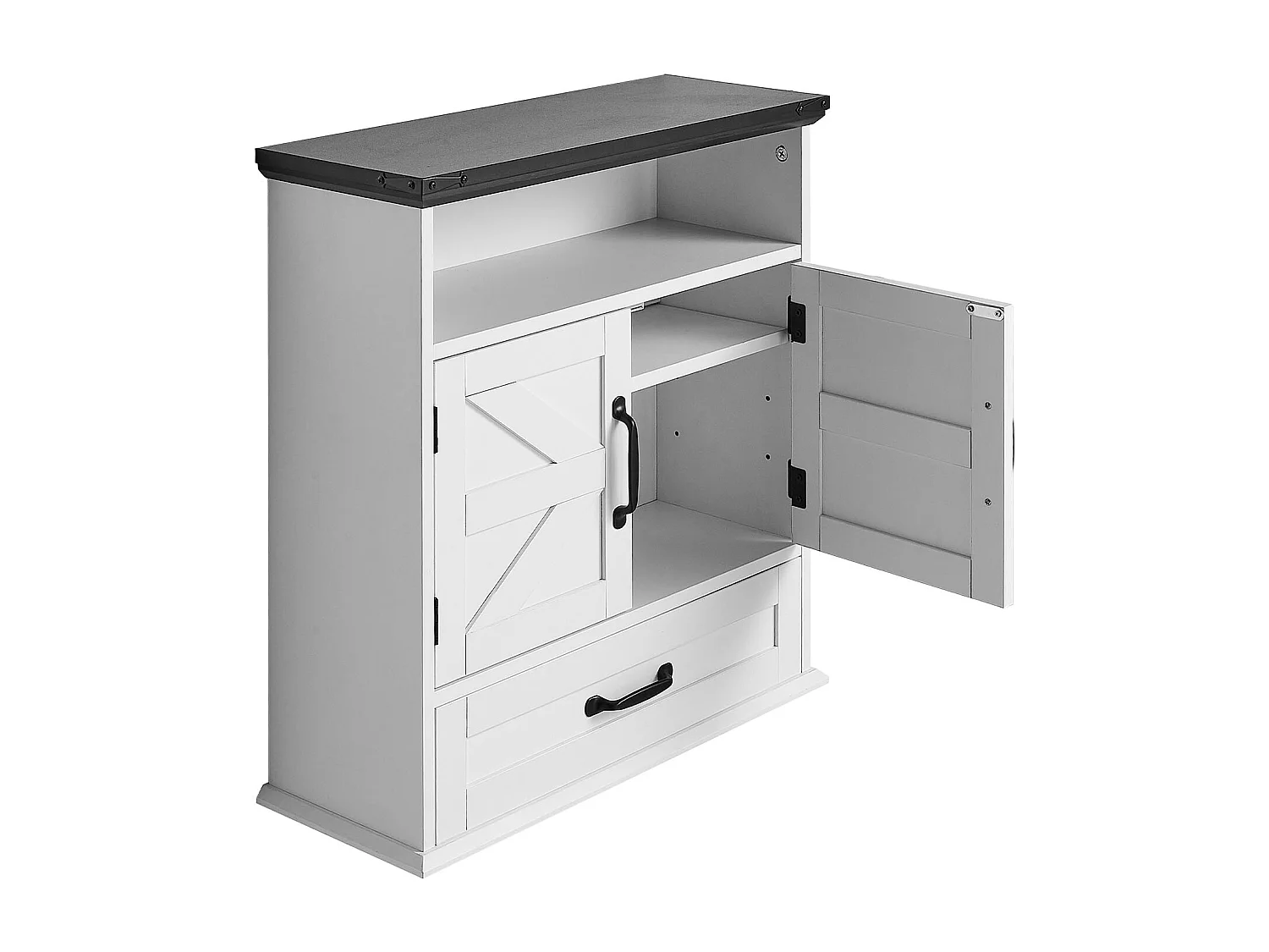 Badkamer Hangkast SucceBuy, 2 Deuren en Verstelbare Plank, Medicijnkast boven het Toilet, Hangende Organizer, voor Wasruimte, Keuken, Wit