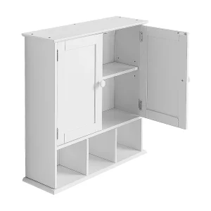 Badkamer Hangkast SucceBuy, 2 Deuren en Verstelbare Plank, Medicijnkast voor Opslag boven het Toilet, voor Wasruimte, Keuken