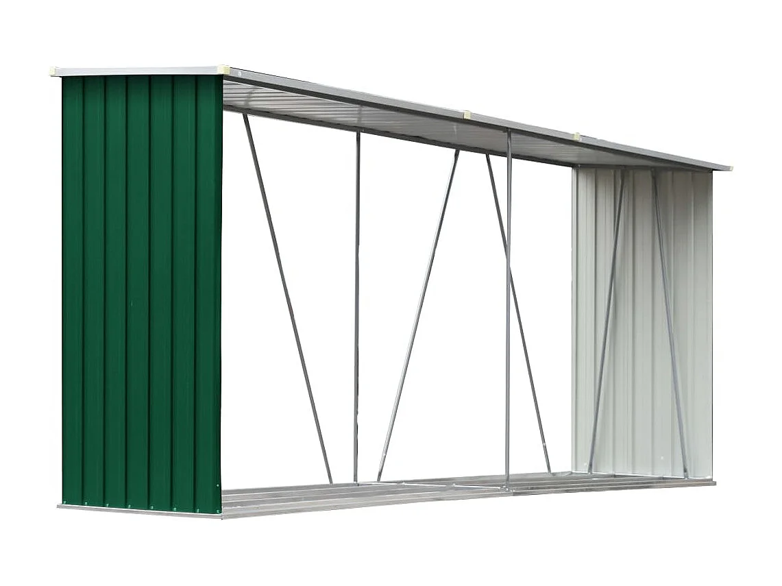 Aulnay-sous-Bois Haardhoutschuur 330x84x152 cm gegalvaniseerd staal groen