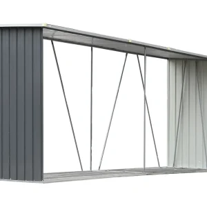 Aulnay-sous-Bois Haardhoutschuur 330x84x152 cm gegalvaniseerd staal grijs Aulnay-sous-Bois Haardhoutschuur 330x84x152 cm gegalvaniseerd staal grijs