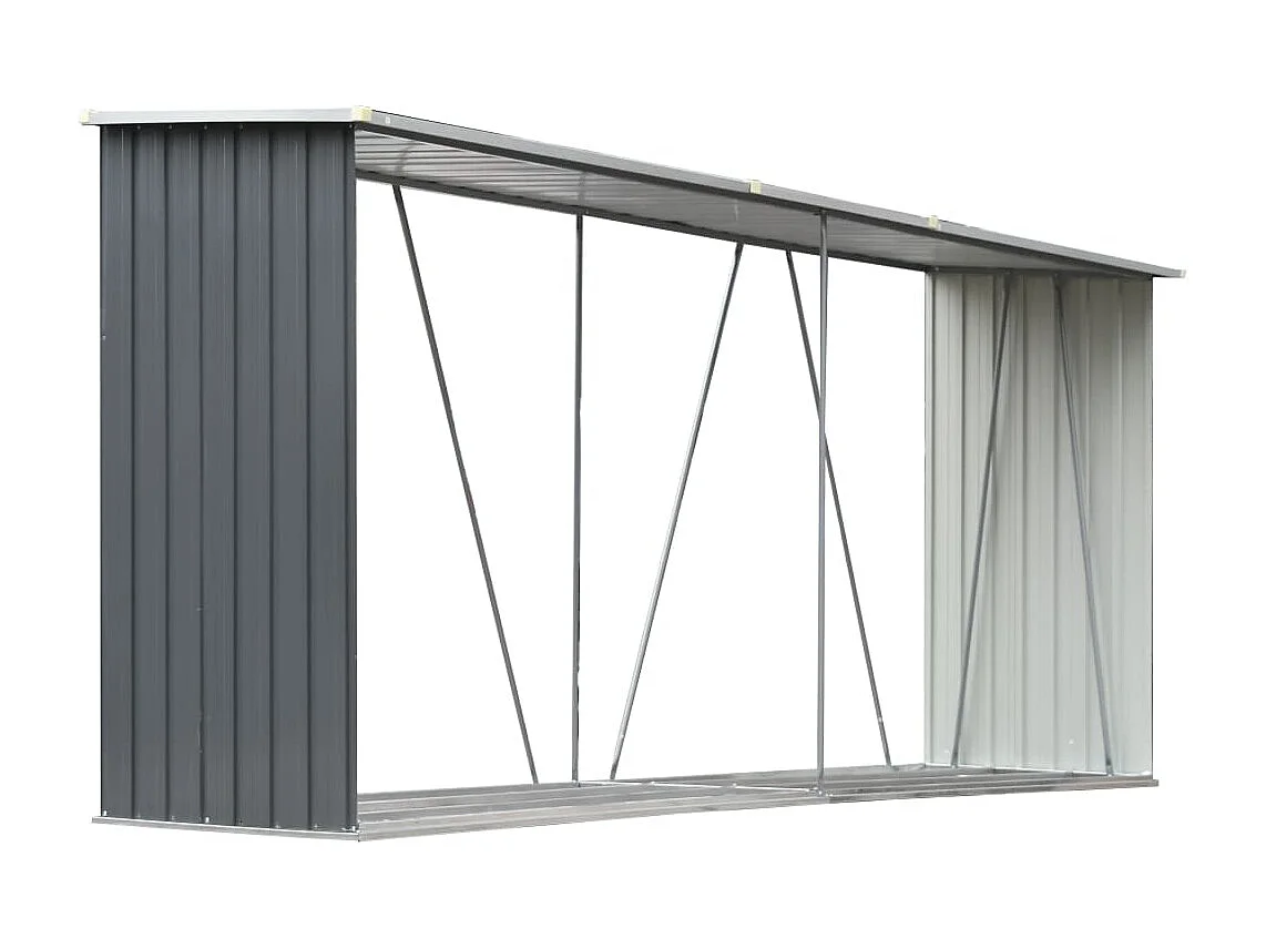 Aulnay-sous-Bois Haardhoutschuur 330x84x152 cm gegalvaniseerd staal grijs