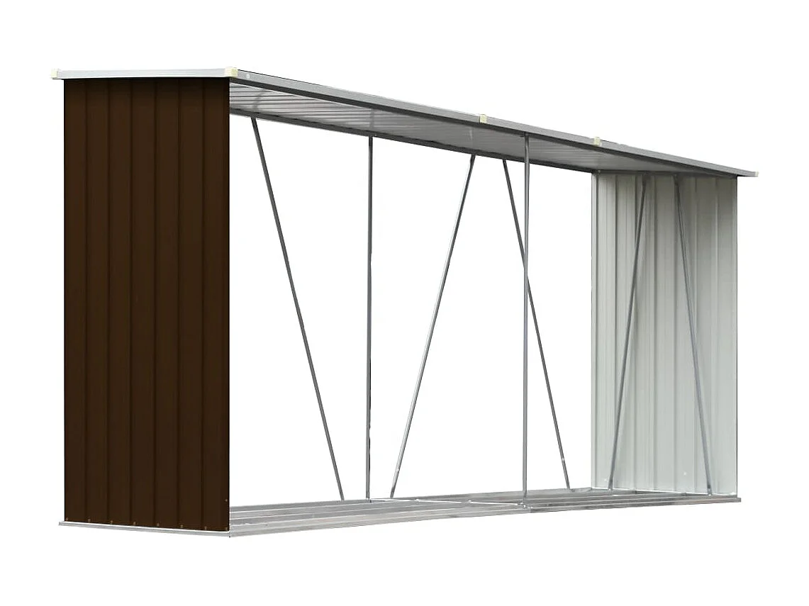 Aulnay-sous-Bois Haardhoutschuur 330x84x152 cm gegalvaniseerd staal bruin