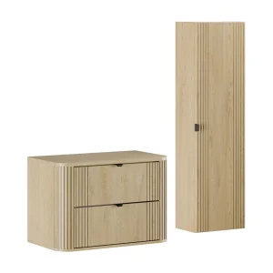 Badkamerset KORI: onderkast 80cm + wastafelblad + opbergkolom