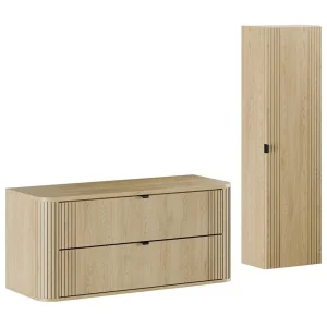 Badkamerset KORI: onderkast 120cm + wastafelblad + opbergkolom