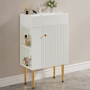 Badkamermeubel met wastafel – 55 x 31 x 91,5 cm – met 2 lades – MDF – wit Badkamermeubel met wastafel – 55 x 31 x 91,5 cm – met 2 lades – MDF – wit