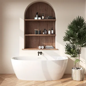Wit semi-vrijstaand bad – 252 L – Acryl – 170 x 80 x 58 cm – AMOSARI Wit semi-vrijstaand bad – 252 L – Acryl – 170 x 80 x 58 cm – AMOSARI