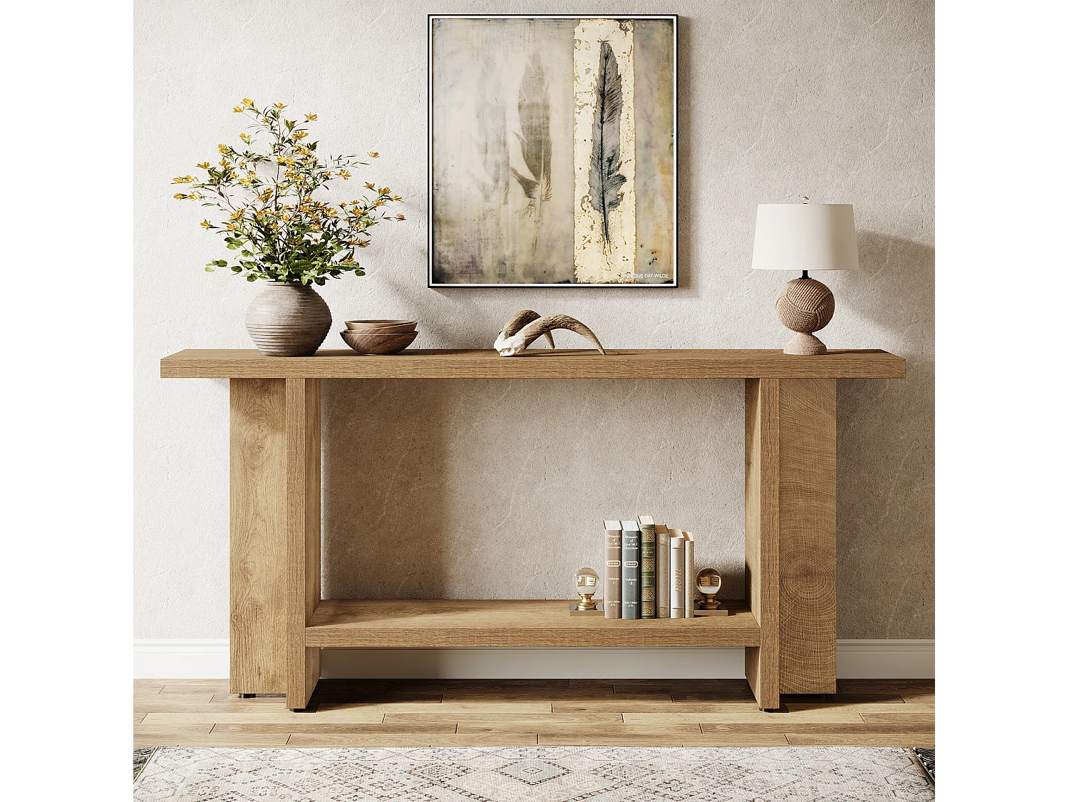 150 cm entreeconsoletafel, 2-laags smalle lange salontafel achter de bank voor de woonkamer