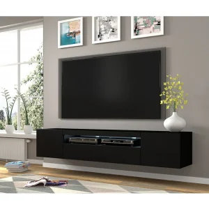 Aurus Zwart 3-deurs tv-element voor wandmontage 200 cm Aurus Zwart 3-deurs tv-element voor wandmontage 200 cm
