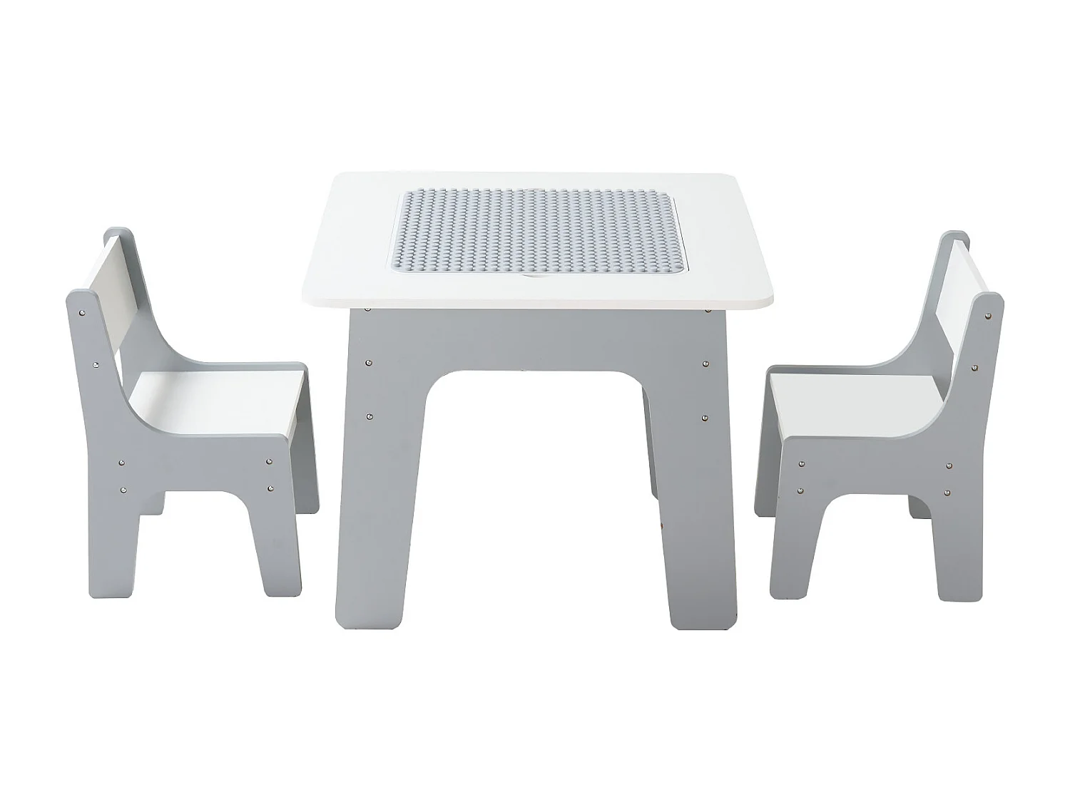 Activiteitentafel SucceBuy voor Kinderen met 2 Stoelen, Multifunctionele Speeltafel 4 in 1, met Dubbelzijdig Blad van Bouwblokken