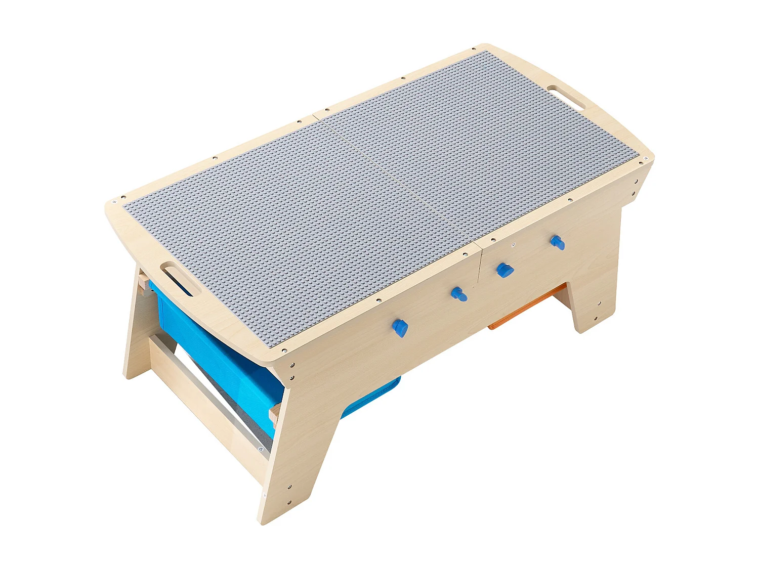 Activiteitentafel SucceBuy voor Kinderen met 200 Bouwblokken, Multifunctionele Speeltafel van Hout, met 3 Opvangbakken met Grote Opslagruimte