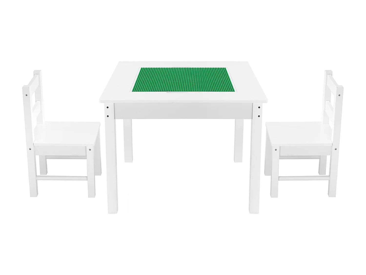Activiteitentafel SucceBuy voor Kinderen met 2 Stoelen, Multifunctionele Speeltafel, met Dubbelzijdig Blad van Bouwblokken, Grote Opslagruimte