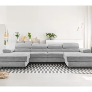 AX LIVING Arborio lichtgrijze hoekbank – 352 cm met slaapfunctie AX LIVING Arborio lichtgrijze hoekbank – 352 cm met slaapfunctie