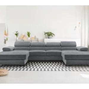 AX LIVING Arborio donkergrijze hoekbank – 352 cm met slaapfunctie AX LIVING Arborio donkergrijze hoekbank – 352 cm met slaapfunctie