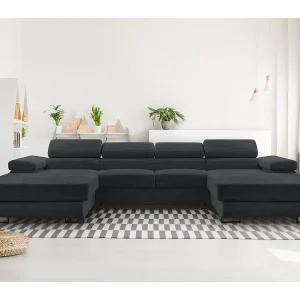 AX LIVING Arborio donkergrijze hoekbank – 352 cm met slaapfunctie AX LIVING Arborio donkergrijze hoekbank – 352 cm met slaapfunctie