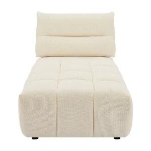 Chaise longue met schuivende rugleuning van beige stof met textuur APOLIU Chaise longue met schuivende rugleuning van beige stof met textuur APOLIU