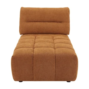 Meridienne met schuivende rugleuning van terracottakleurige stof met textuur APOLIU Meridienne met schuivende rugleuning van terracottakleurige stof met textuur APOLIU
